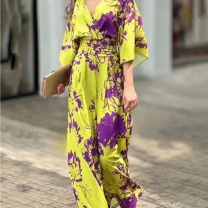 Printed V-Neck Jumpsuit